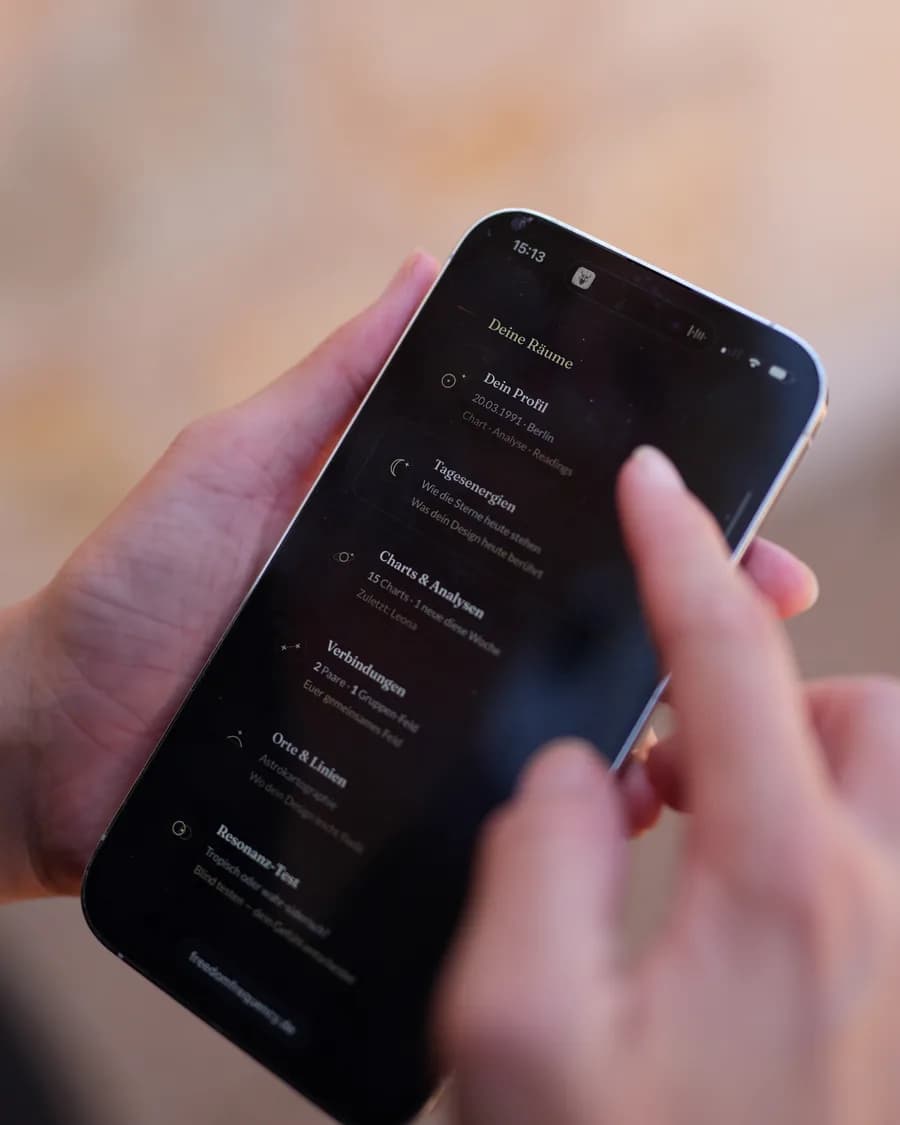 Die FREEDOM FREQUENCY® App auf dem Telefon: die Übersicht „Deine Räume“